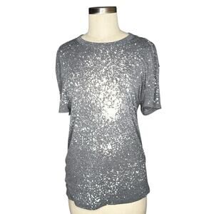 IRO JEANS Linda Gray Splatter Cut Out Back Short Sleeve Tee‎ Women's Size Small